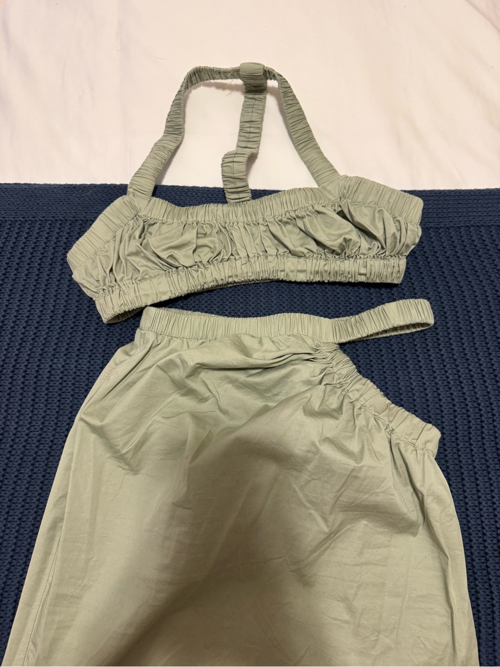 Women’s Olive Green Cutout Midi Skirt Set